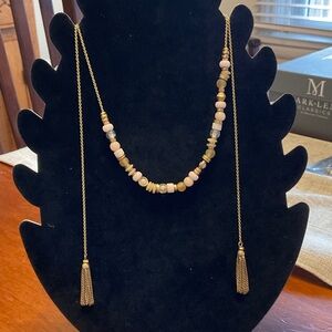 Stella & Dot Gold and Pink Beaded Necklace